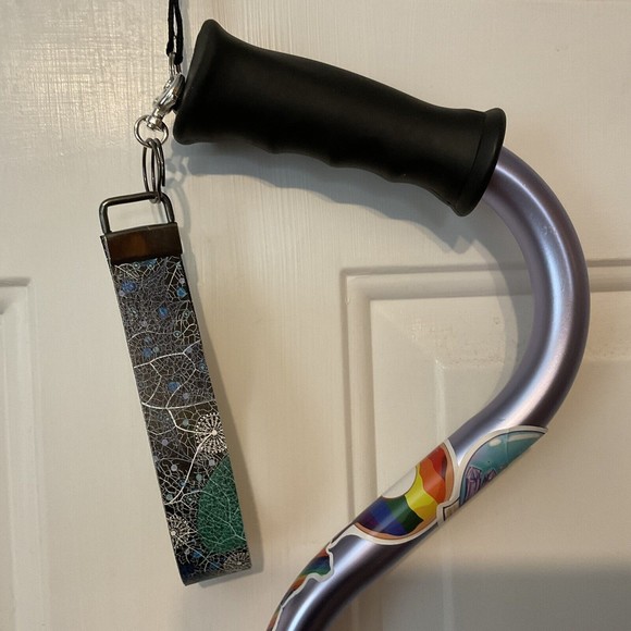 Abstract Key Fob Wristlet Keychain  Cane strap handmade - Picture 6 of 7